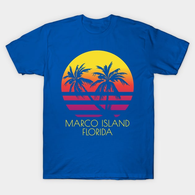 Marco Island Beach Florida Tropical Palm Trees Sunset Vacation Holiday Trip Travel T-Shirt by Sassee Designs